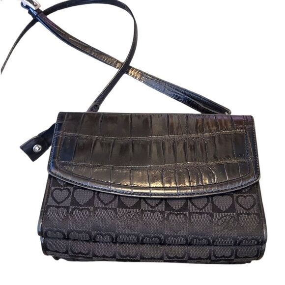 Brighton Women's Black Heart Print Crossbody Bag OS - Picture 2 of 7